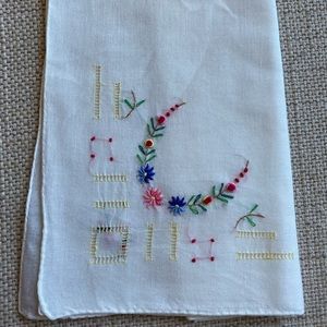 Vintage Handkerchief handembroidered and stitched from 60’s-70’s,floral, square